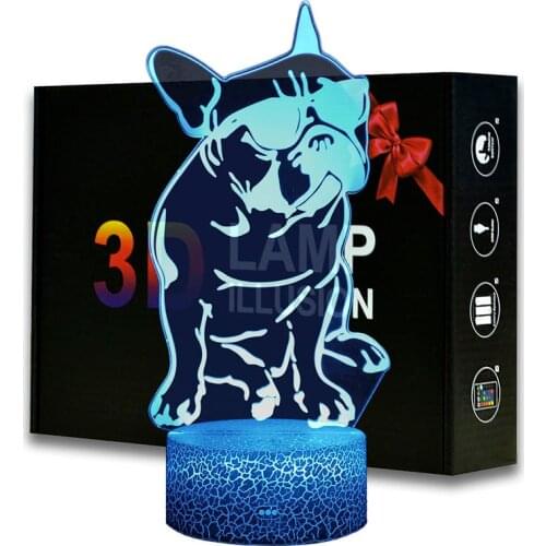 3D illusion Puppy Dog Night Light ABS Base With Acrylic Light Borad 7 colors Changeable Kids Bedroom Desk Lamp Christmas Gifts