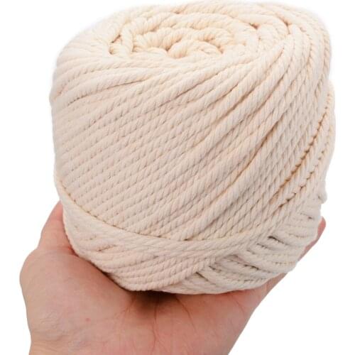 4MM*100M Cotton Rope Roll Natural Beige Cotton Macrame Rope Twisted String Cotton Cord For Handmade Tapestry Craft Supplies