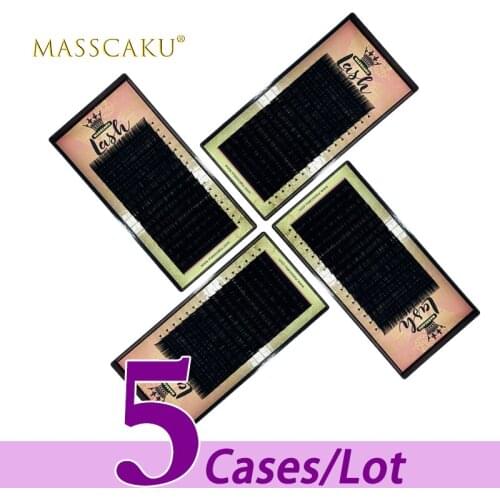5case/lot MASSCAKU 16rows false matte mink classic eyelash extension volume manufacturer premium soft black eyelash extensions