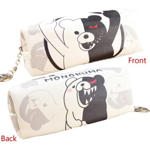 Anime Game Danganronpa PU Leather Cosmetic Bag Monokuma Cartoon Pencil Bag for School Supplies