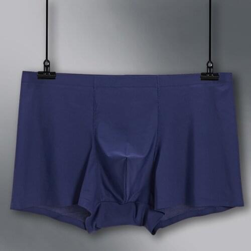 Boxer Mens Ice Silk Underwear Breathable Boxer Shorts Seamless Waist Men Underwear Big Size Solid Color Panties For Man