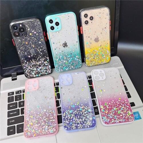 Luxury Bling Glitter Star Phone Case for Samsung A12 A32 A52 A72 A50 A70 A51 A71 A31 S20 S21 Candy TPU Transparent Phone Cover