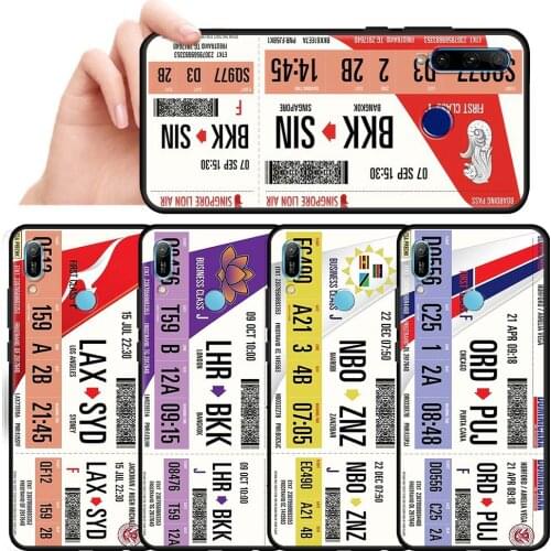 Boarding Pass Air Ticket Case for Huawei Y6 Y7 Y9 2019 Honor 9X Pro 20 Lite Play 9A 8X 30i Y6p Y8s Y8p 9S 8S 10 Cover