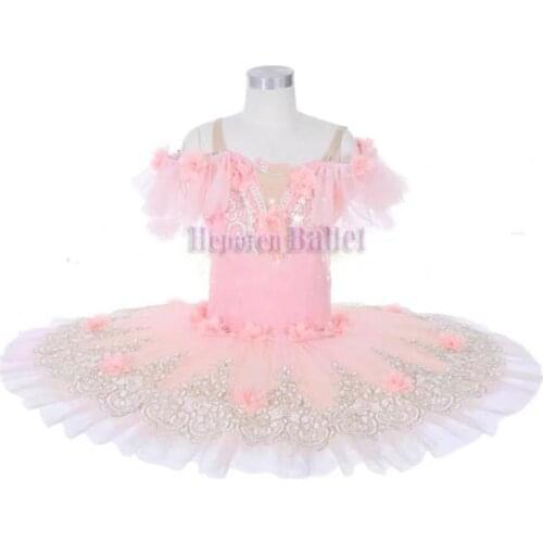 Flower Fairy Childrens Pink Ballet Tutu Dress For Sleeping Beauty Performance Peach Laraine Floral Fairy Balet Costumes 2021