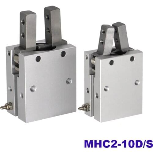 Double/single acting pneumatic gripper bore 10mm MHC2-10D/S SMC type angular style aluminium clamps air cylinder manufacturers