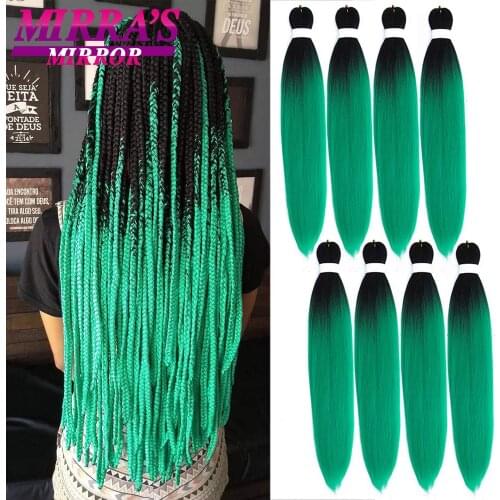 Jumbo Braiding Hair 24Inch For Box Braid Hair Extensions Synthetic Ombre Color Blonde Pink Green African Braids Mirra’s Mirror