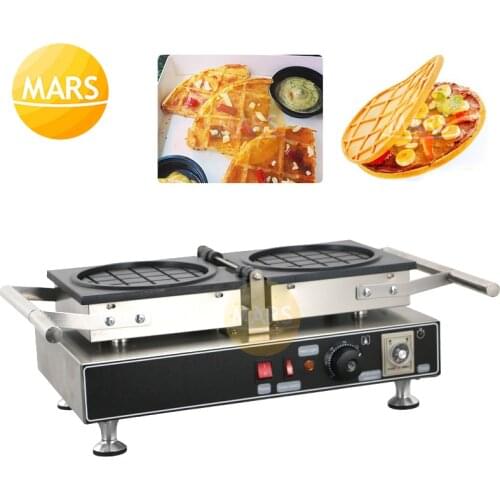 Electric Waffles Maker Machine Iron Baker Commercial Round Grid Savory Waffle Maker with Fillings, Filled Waffle Maker Pan Oven