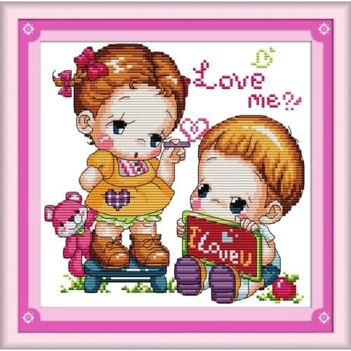 Everlasting Love Learn Words Chinese Cross Stitch Kits Ecological Cotton Stamped Printed 11CT DIY New Year Decorations For Home