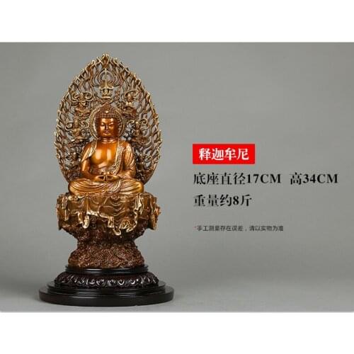 HOT SALE 34 cm LARGE # High grade Buddha figure HOME hall TOP Protection Buddhism gold-plated bronze buddha figure statue