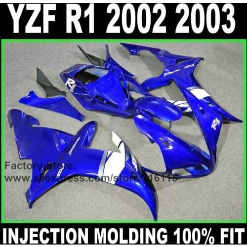Custom Motorcycle 100% injection fairings kit for YAMAHA 2002 YZF R1 2003 R1 02 03 YZF-R1 blue white ABS factory fairing kits