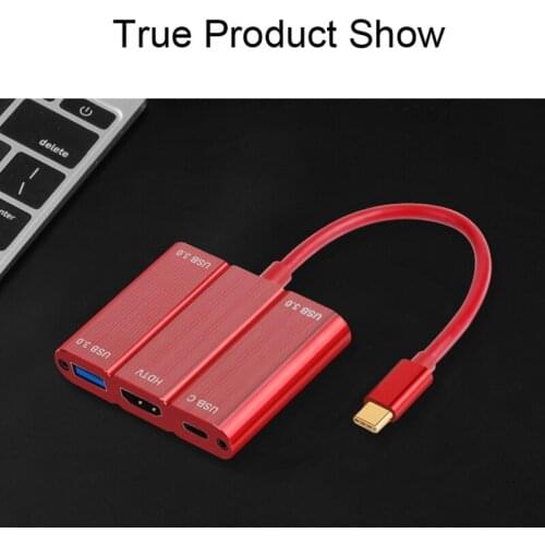 Type C To HDMI-compatible USB 3.0 HUB HDTV Cable HD Audio Video Converter Adapter for Macbook Laptop PC To TV Monitor Projector