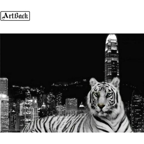 Full square/round diamond painting tiger city landscape 3d diamond mosaic animal crafts home decoration 20x30cm