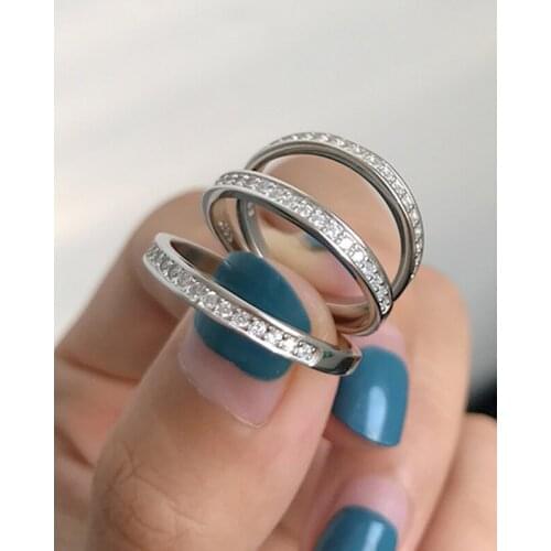 Bright zircon fine ring 925 silver fashion wild beautiful temperament personality ring female jewelry