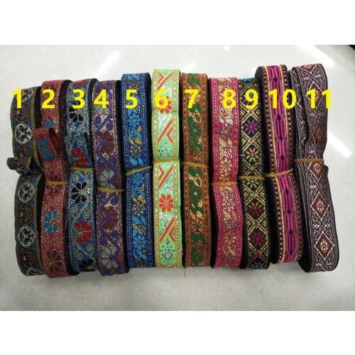 Wide 2cm 10yards/lot Polyester Woven Jacquard Ribbon totem design for curtain and clothing accessory LS-0707