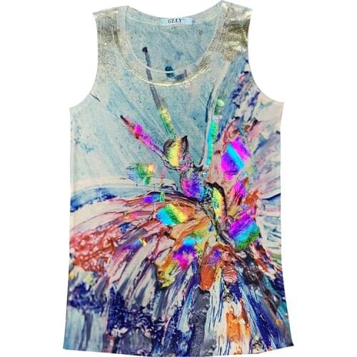 Fashion Printed Vest Sleeveless Top T-shirt Tank Top Streetwear Women Harajuku Summer Patchwork Basic Sex
