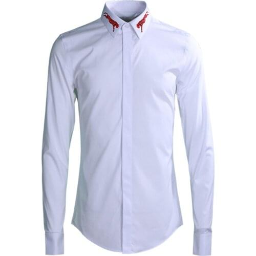 Minglu Men Shirt Luxury Red Leopard Long Sleeve Mens Shirts Black White Slim Fit Casual Shirts Man Plus Size 4xl Party Man Shirt