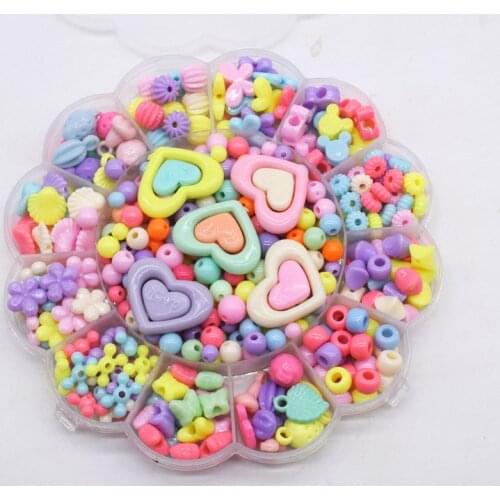 DIY Acrylic Bead Kit With Plastic Box Handmade Jewelry Beads Set Necklaces Bracelet Making Educational Toy For Children