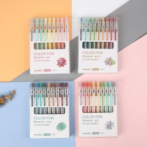 9PCS Morandi 0.5mm Gray Pens Set Multi Color Gel Ink Pens Vintage Marker Liner Ballpoint Stationery Drawing Office School X7375