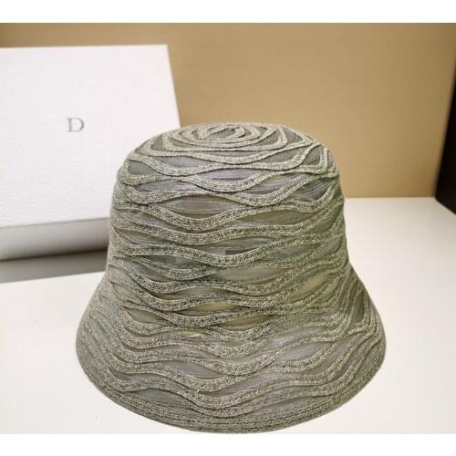 New Spring Summer PP Transparent Silk Splicing Grass Leisure Outdoors Lady Bucket Cap Women Fishermen Hat