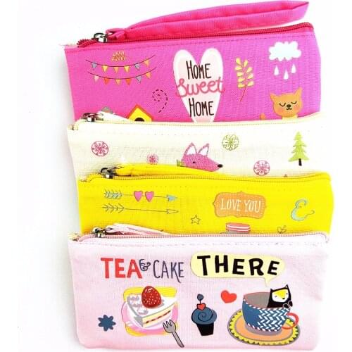M194 The New Women Purse Cute Fashion Cotton Animals Zipper Pencil Case Coin Purse Girl Student Gift Wholesale