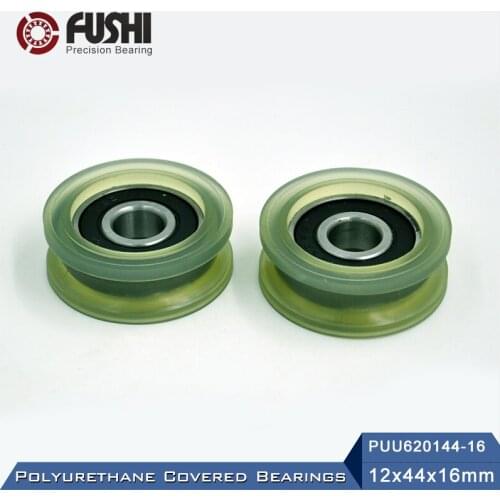 PUU 6201 Polyurethane Covered Bearing 12*44*16 mm ( 2 Pcs ) Shaft 12mm PUU620144-16 Urethane Cover PUU6201 Bearings