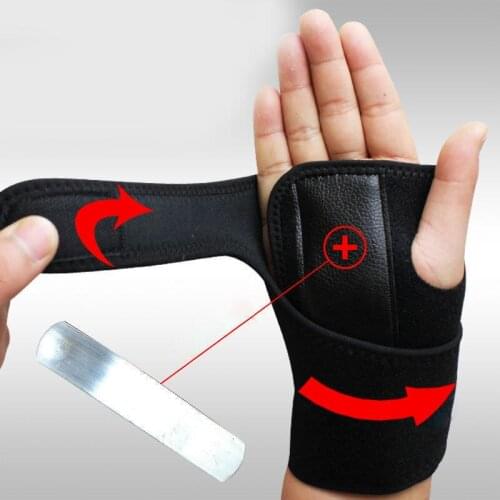 1pc Lefthand Splint Sprain Arthritis Band Belt Carpal Tunnel Hand Wrist Brace Splint Solid Black Adjustable Breathable Wristband
