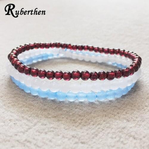 Ruberthen Fashion Design 4 mm A Grade Garnet Bracelet Snow Quart z Mini Gem Stone Energy Bracelet Yoga Wrist Balance Bracelet