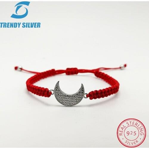 Handmade macrame thread.bracelet gift for girl woman 925 sterling silver nice quarlity shining rhodium plating.The Moon