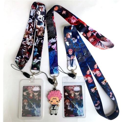 Cartoon Ryomen Sukuna Jujutsu Kaisen Key Lanyard ID Badge Holder Phone Neck Strap Anime Key Chain Keychain Charms Accessories