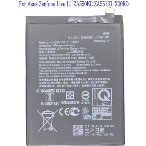 Ciszean 1x 3040mAh C11P1709 Replacement Battery For Asus Zenfone Live L1 ZA550KL ZA551KL X00RD