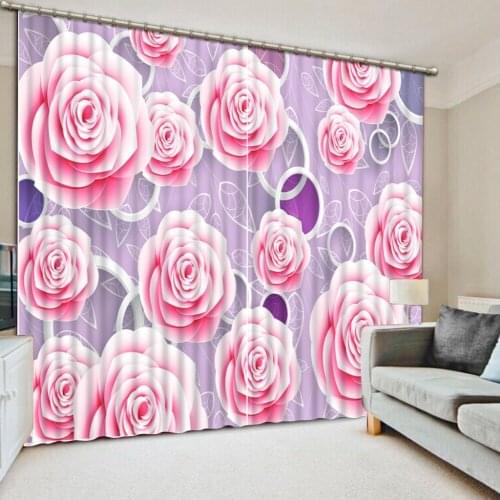 Modern Curtains For Window Rose Blackout 3D Curtains For Living room Kitchen Decorative Door Curtain