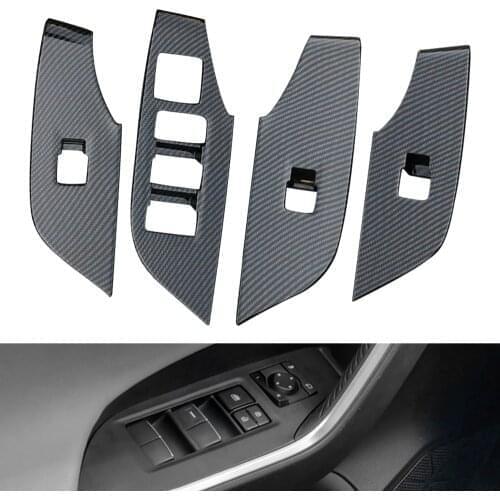 Carbon Look For Toyota rav4 xa50 2019 2020 Interior Accessories Window Glass Panel Armrest Switch Button Cover Sticker Trim