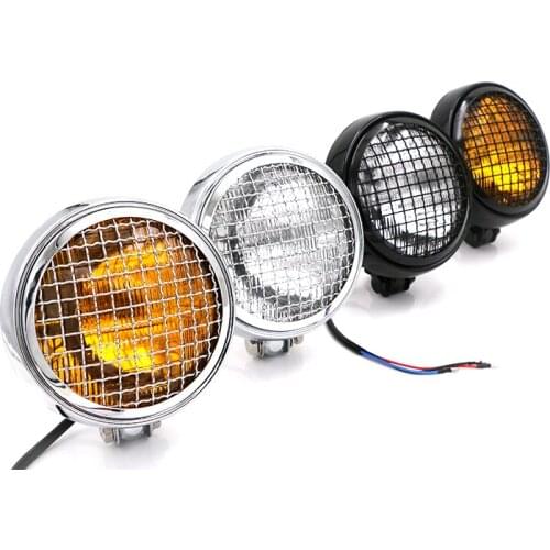 Motorcycle Grill Retro Vintage Head light Lamp For Harley Bad Boy Cross Bones Dyna Electra Glide Low Rider Iron 883