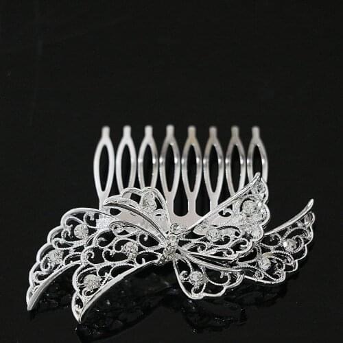 High Grade Butterfly Bow White Crystal Shell Hair Combs Hairpin Weddings Ceremony High Quality Bridal Headdress Jewelry B1267-3