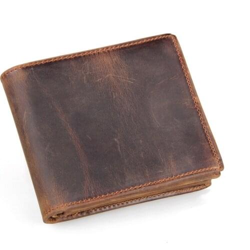 Shielding Mens Leather Wallet Double-fold Slim Wallet Multi-card Card Package ID Bag