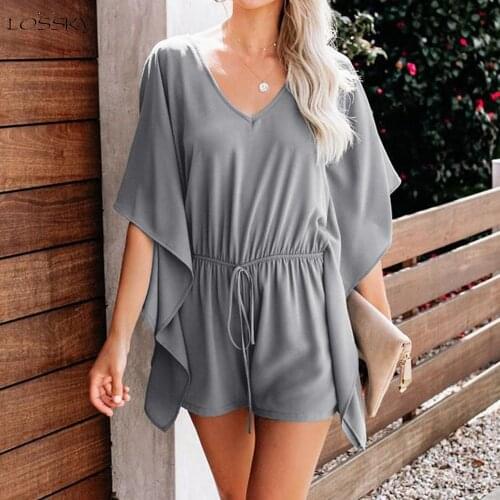 Fashion Bat Sleeve Loose Casual Jumpsuit Women 2021 Summer Rompers Playsuits Women Clothing Short Femme Playsuit Jumpsuits