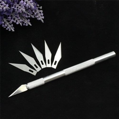 1 Set/ Metal Handle Scalpel Tool Craft Cutter Pen Engraving Hobby DIY Knife + 6 Pcs Blade for Phone Laptop Repair