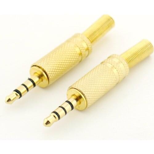 10pcs 3.5mm 1/8" TRRS Stereo 4 Pole Male Headphone Jack Plug Metal Audio Cable Soldering Gold Plated TRRS Adapter Connector