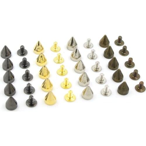 10Pcs 7*9.5MM Metal Spikes Cone Nailheads Rivets For Punk Clothes Bullet Studs And Spikes For DIY Crafts Shoes Bags Decoration