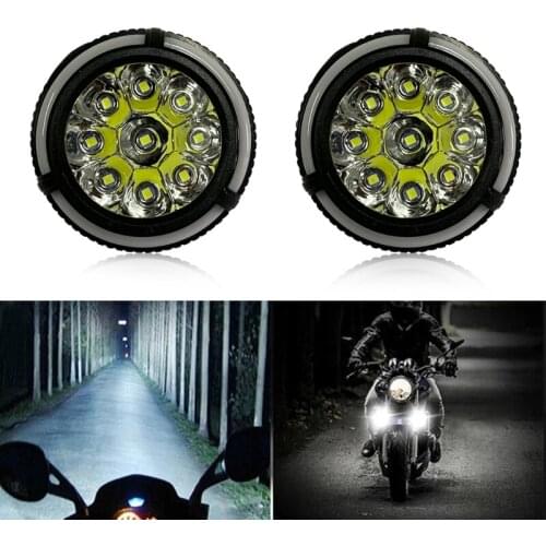 2pcs Scooters Spotlight Motorcycle Headlight Fog Working Spot Light Flash Strobe Light Changeable Colors RGB 9LED