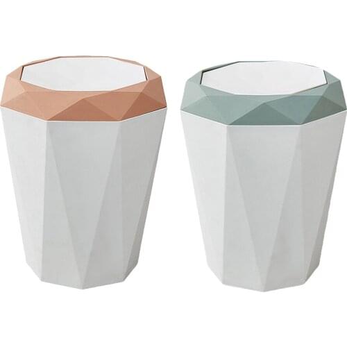 2 Pack Modern Home Waste Rubbish Garbage Bin Trash Can Dustbin Indoor Hotel