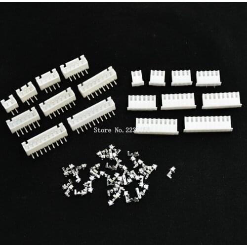 20 Sets XH2.54 wire Connector XH 2.54mm Right Angle Curved pin Header + Housing + Terminal for PCB Car 2/3/4/5/6/7/8/9/10Pin