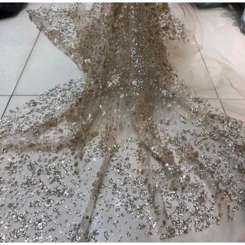 5yards glitter glued sparkle tulle mesh lace fabric ZH-7244 unique for fashion show