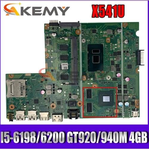 Akemy I5-6198/I5-6200 CPU GT920/940M 4GB For Asus X541U X541UJ X541UV X541UVK X541UQ X541UQK X541UA X541UAK notebook motherboard
