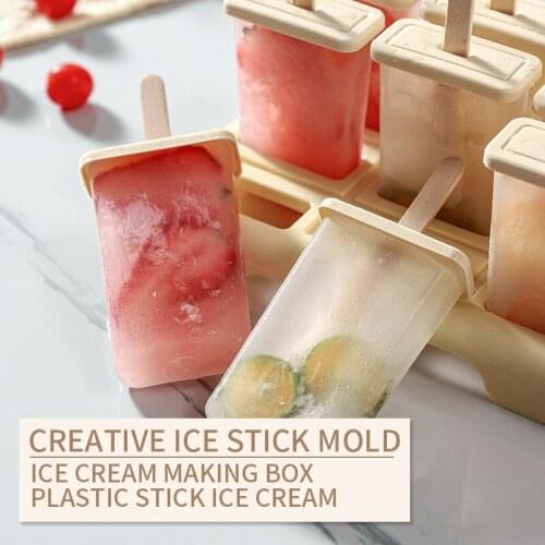 Food Safe Silicone Ice Cream Molds Frozen Ice Cube Molds Popsicle Maker DIY Homemade Freezer Lolly Mould With Sticks