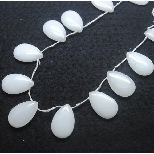 15pcs Nature White Jade Stone Strings Teardrop Shape 18x27mm For Women Necklaces Making Jewelry Components New Arrivals
