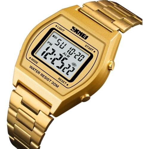 SKMEI Mens Watches Men Relojes Deportivos Sports Watch Waterproof Stainless Steel Fashion Gold Digital Wristwatches Male Clock