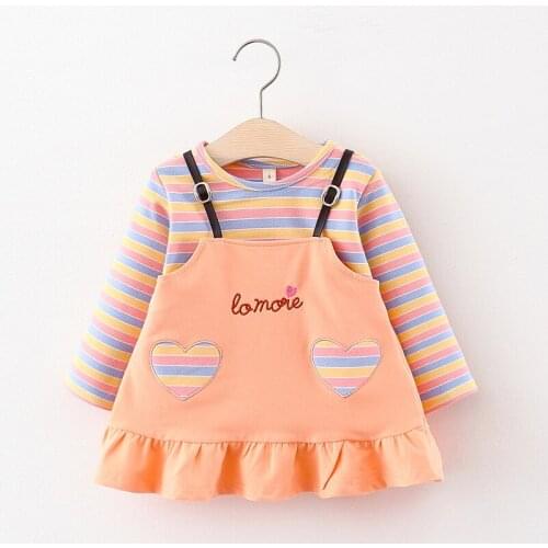 2021 Spring Autumn Baby Girl Cute Dress Toddler Girl Striped Costumes Infant Decorative Love Vestidos Birthday Dress for Women