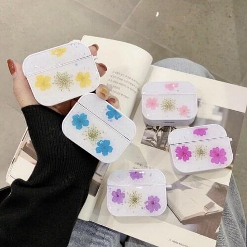 For Apple Airpods Pro Case Real Fresh Flower Dried Flowers Handmade Pressed Wireless Bluetooth Earphone Case Cover for Airpods 3