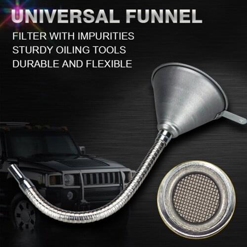 FOR Car Wash Maintenance 1pc 370mm Universal Car Iron Funnel Flexible Filter Oil Refueling Funnel Replenishment Tool